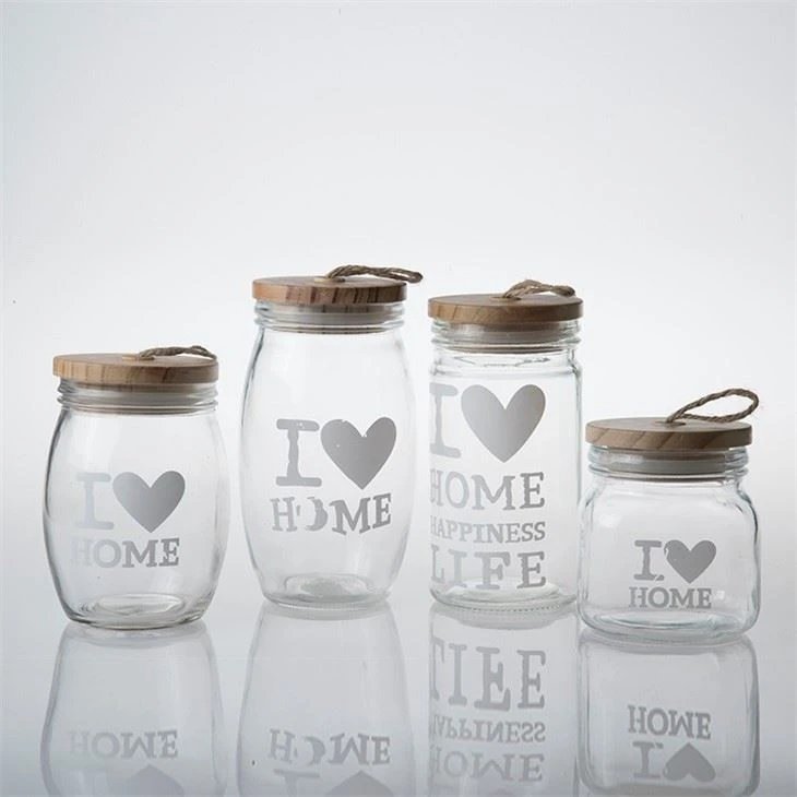 Candy Glass Jar Storage Jar With Wood Lid And Hemp Rope