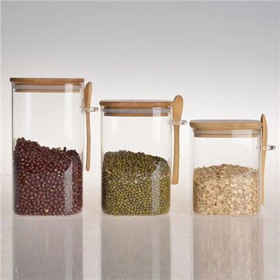 Kvadratni kanistri Stekleni kozarci za shranjevanje hrane