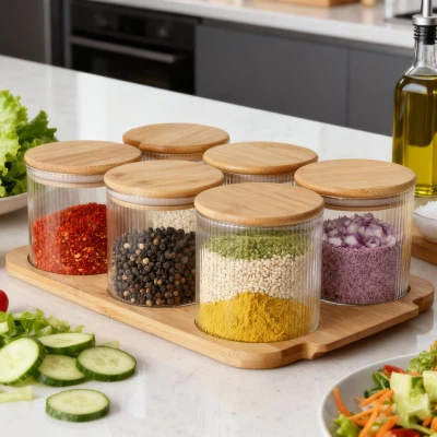 Set okroglih steklenih posod 750 ml